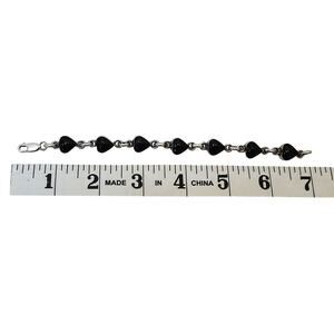 Mexico 925 Sterling Silver Black Heart Link Bracelet